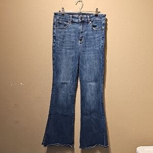 American Eagle Outfitters Super High Rise Flare Jeans Size 10 Dark Wash